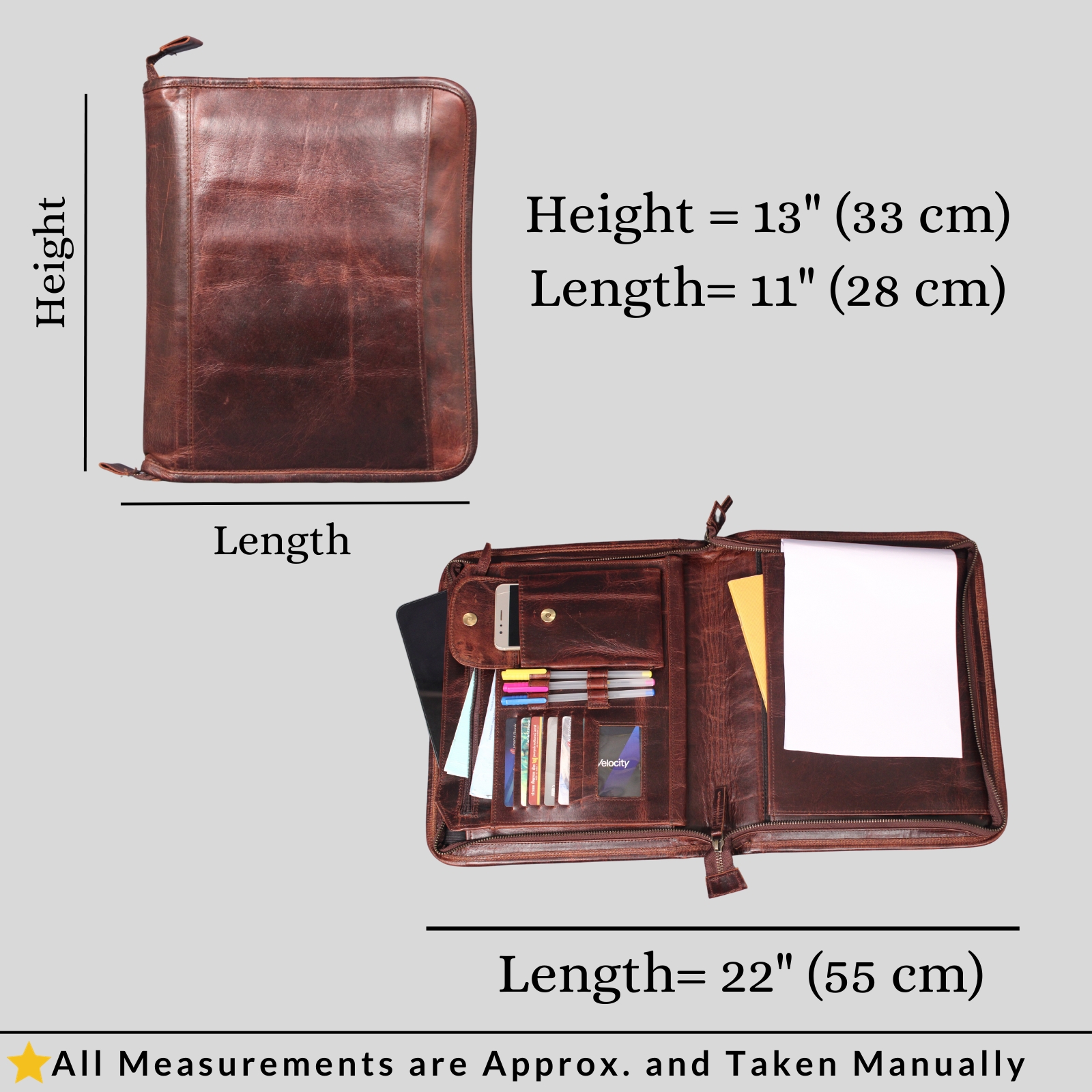  Buffalo Leather File folder Business Padfolio iPad Holder Document Organizer